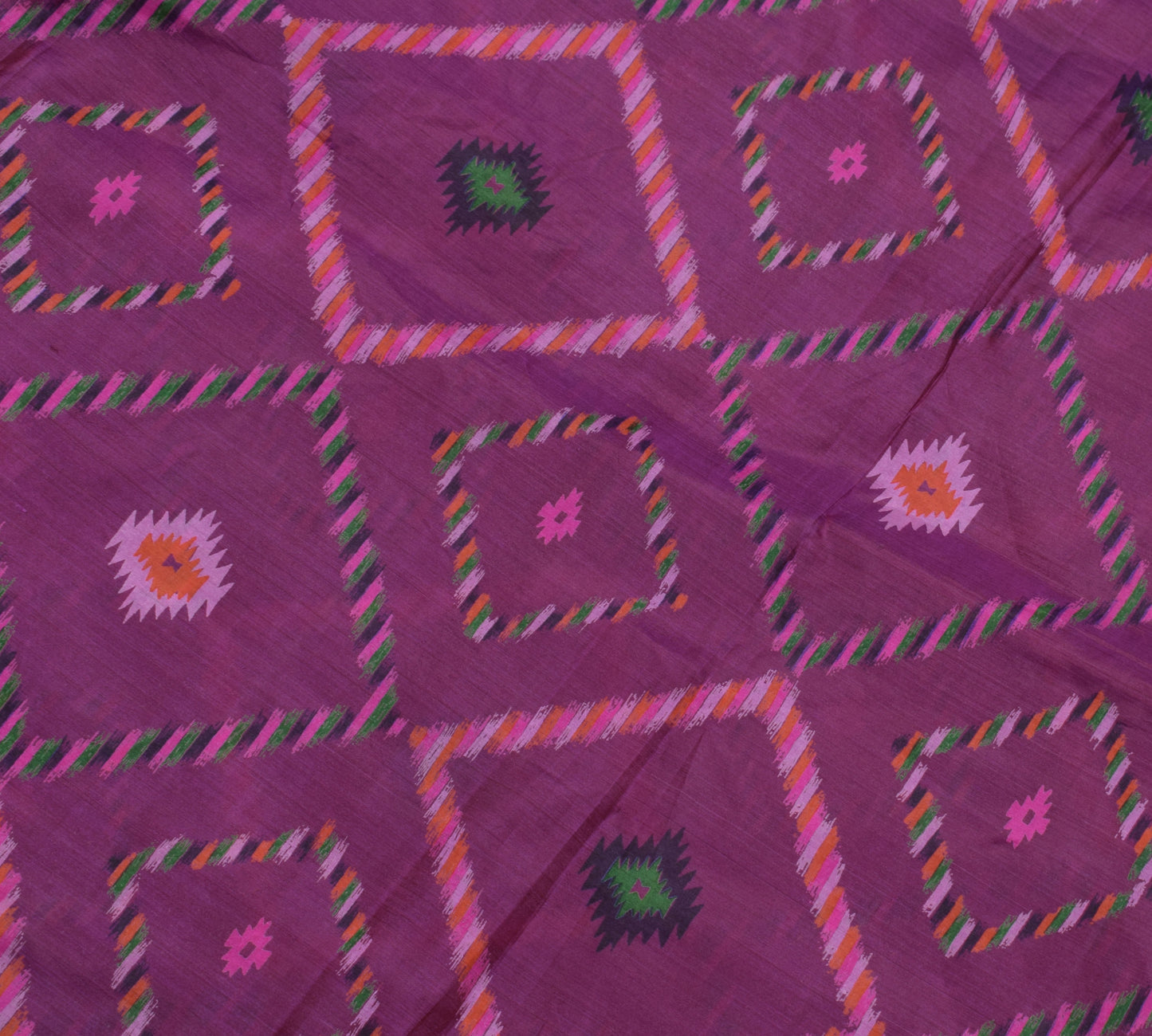 Sushila Vintage Purple Saree 100% Pure Silk Printed 5 Yard Soft Craft Fabric