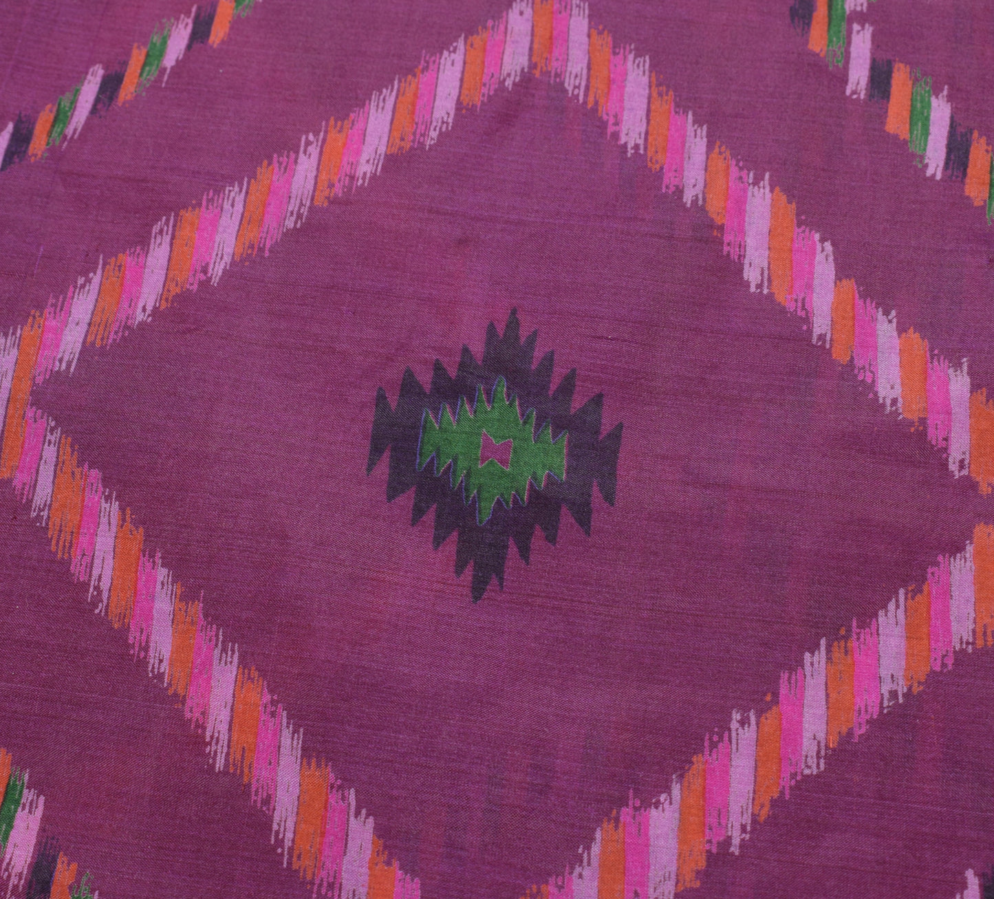 Sushila Vintage Purple Saree 100% Pure Silk Printed 5 Yard Soft Craft Fabric