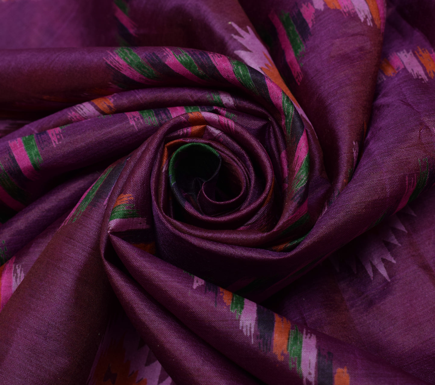 Sushila Vintage Purple Saree 100% Pure Silk Printed 5 Yard Soft Craft Fabric