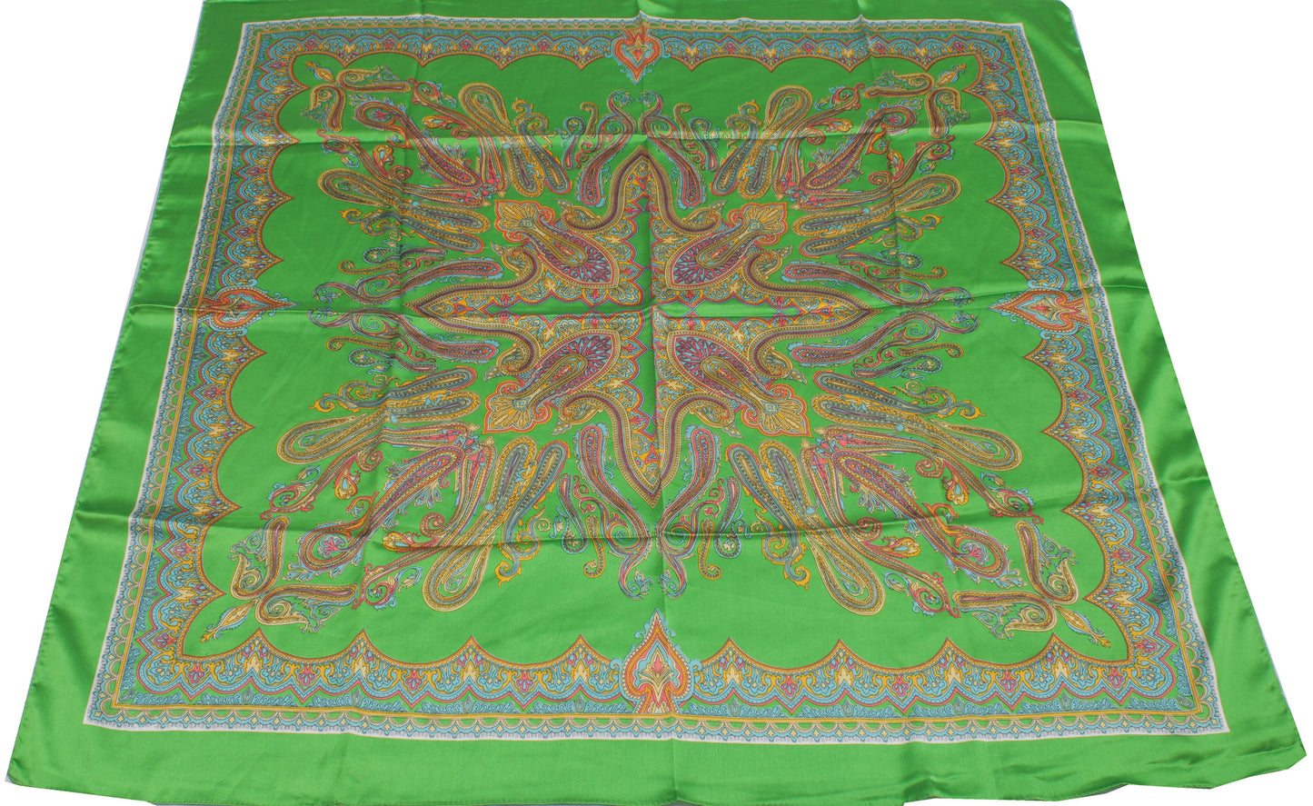 Sushila Vintage Green Women Scarf Blend Silk Printed Paisley Stole 41" x 38"