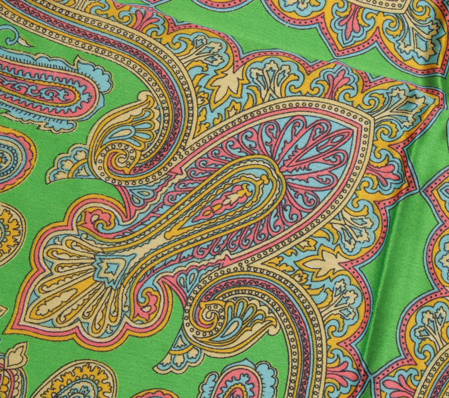 Sushila Vintage Green Women Scarf Blend Silk Printed Paisley Stole 41" x 38"