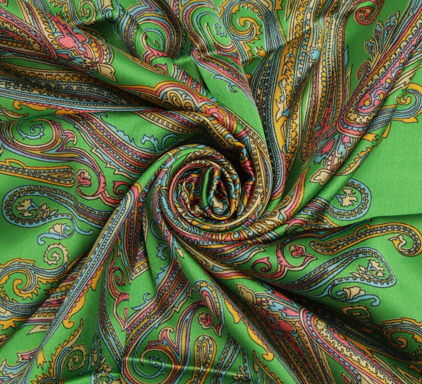 Sushila Vintage Green Women Scarf Blend Silk Printed Paisley Stole 41" x 38"