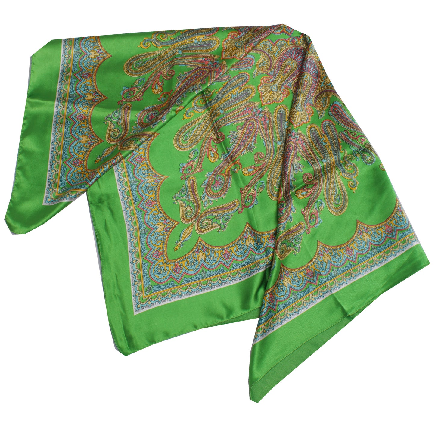 Sushila Vintage Green Women Scarf Blend Silk Printed Paisley Stole 41" x 38"