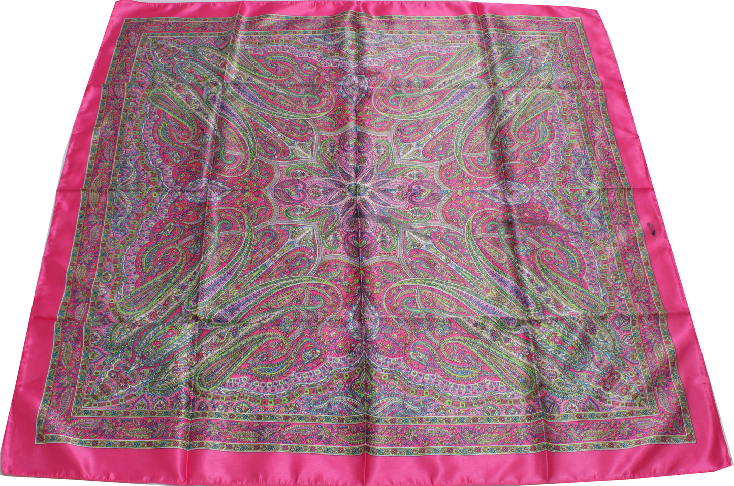 Sushila Vintage Pink Women Scarf Blend Silk Printed Paisley Stole 39" x 38"