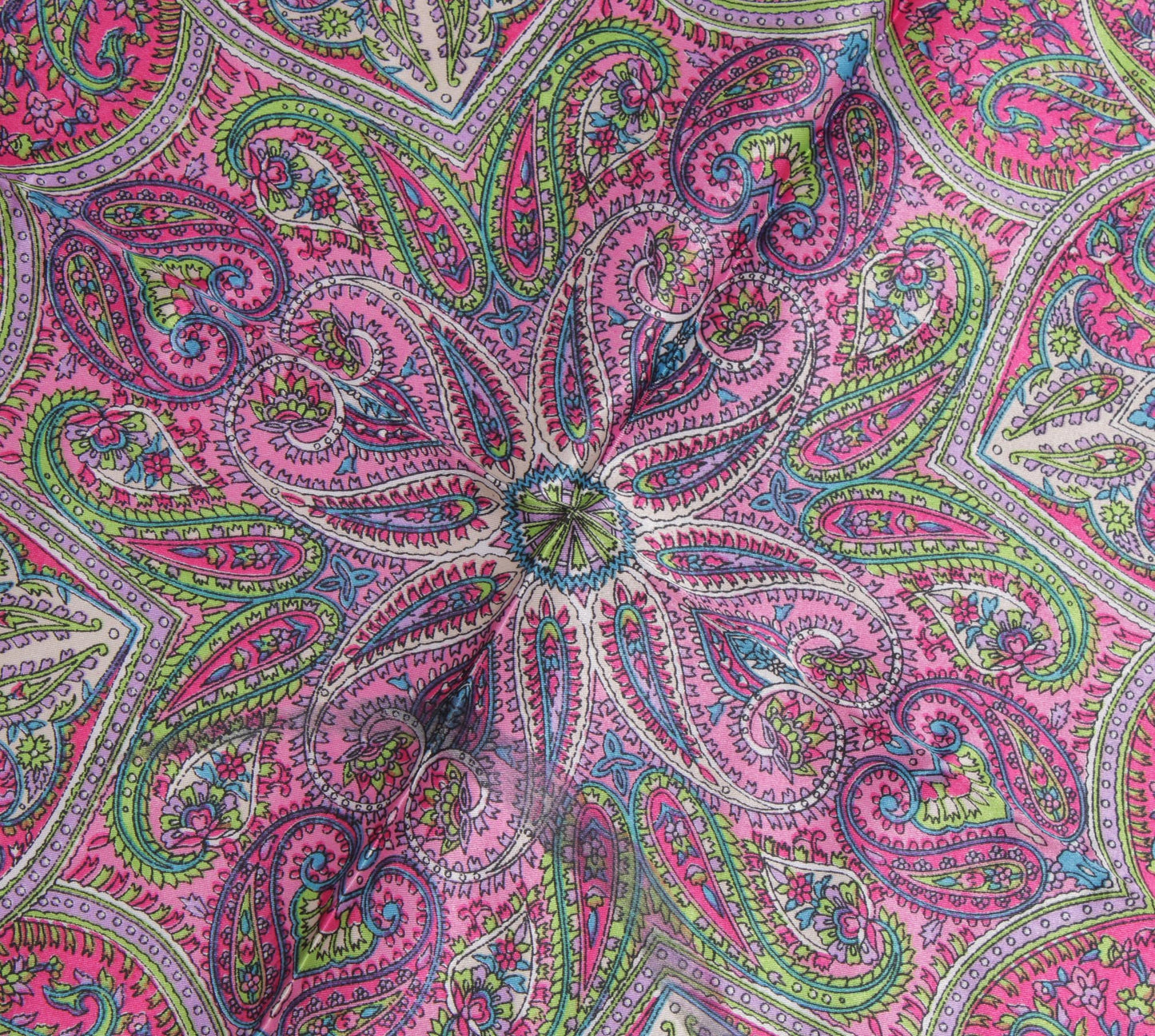 Sushila Vintage Pink Women Scarf Blend Silk Printed Paisley Stole 39" x 38"