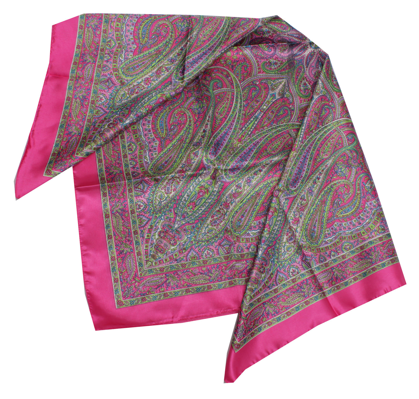 Sushila Vintage Pink Women Scarf Blend Silk Printed Paisley Stole 39" x 38"