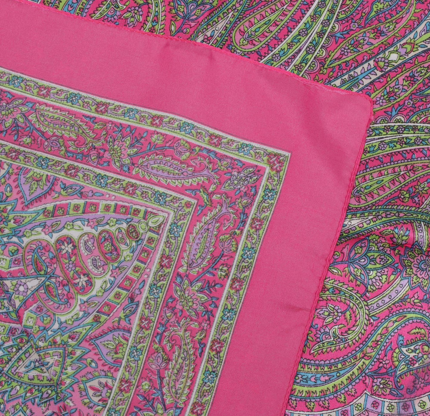 Sushila Vintage Pink Women Scarf Blend Silk Printed Paisley Stole 39" x 38"