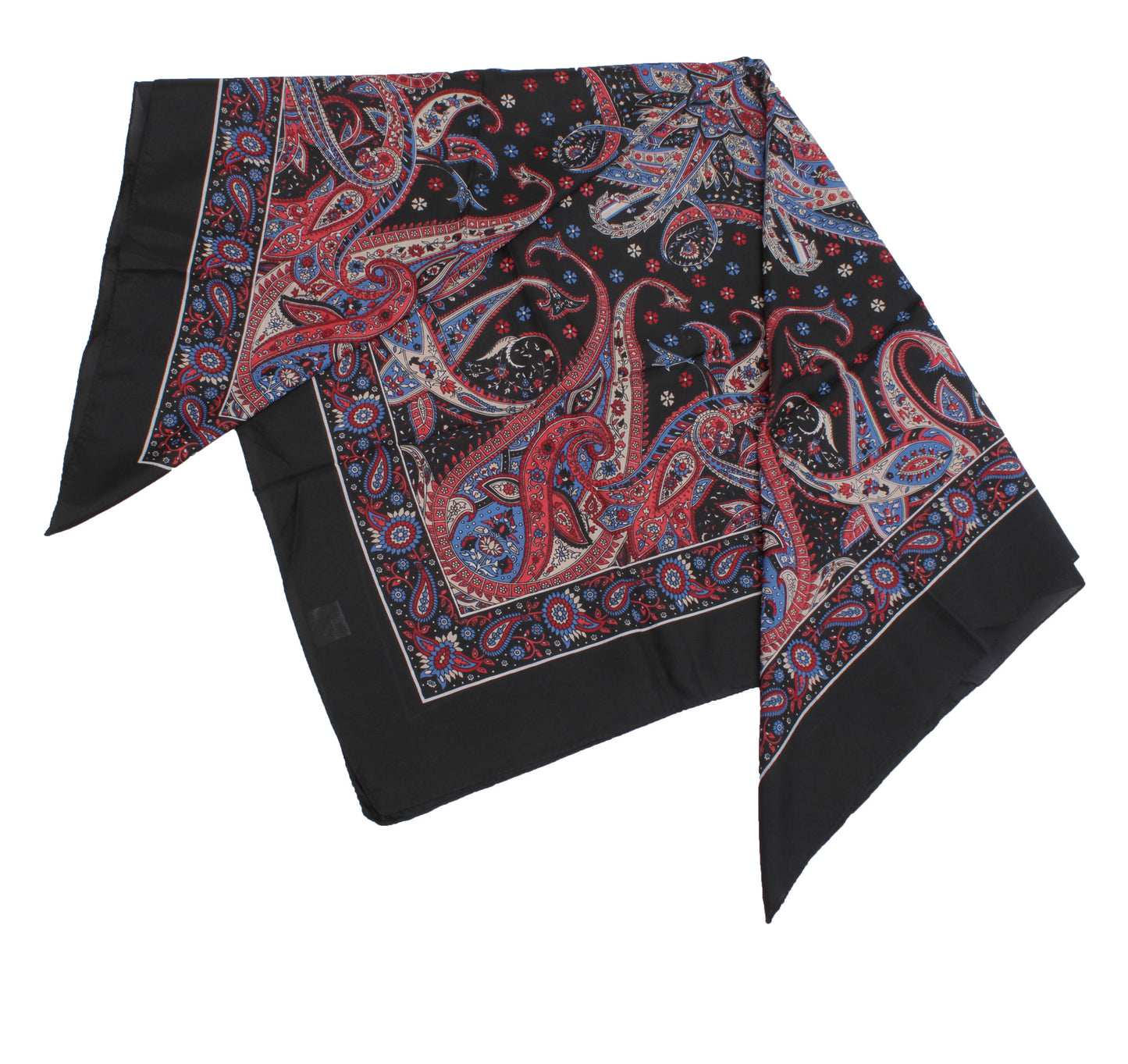 Sushila Vintage Black Women Scarf Blend Silk Printed Paisley Stole 39" x 40"