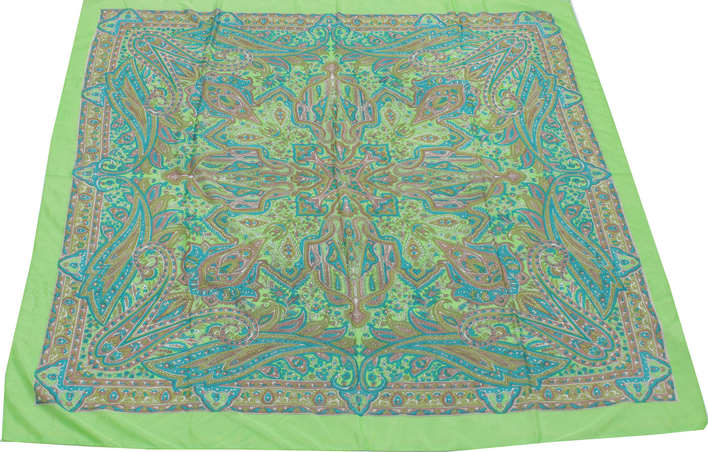 Sushila Vintage Green Women Scarf Blend Silk Printed Floral Stole 37" x 36"