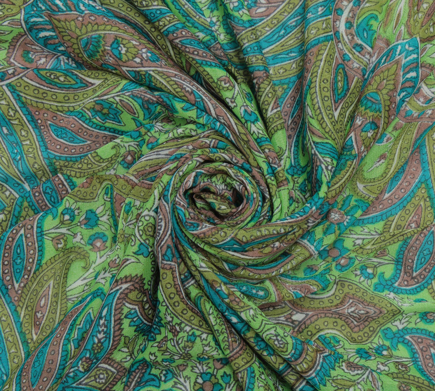 Sushila Vintage Green Women Scarf Blend Silk Printed Floral Stole 37" x 36"