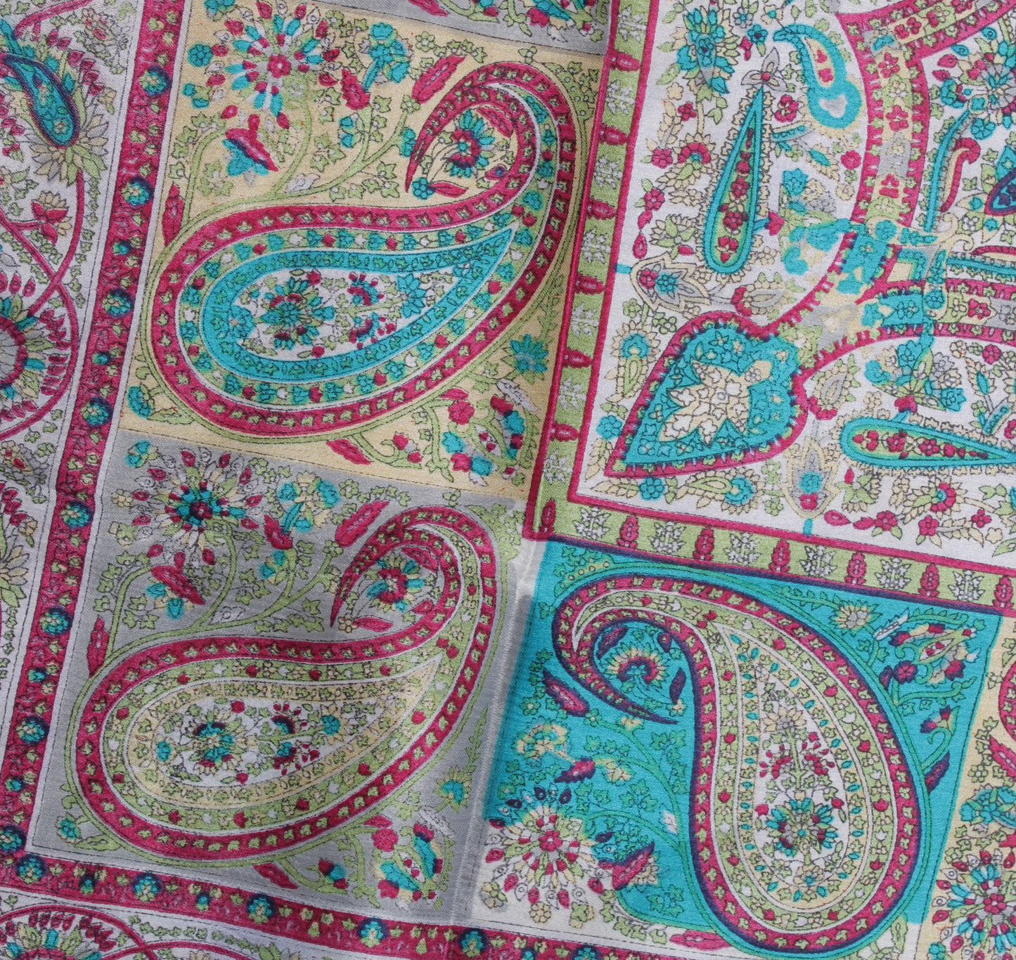 Sushila Vintage Indian Women Scarf Blend Silk Printed Paisley Stole 36" x 36"