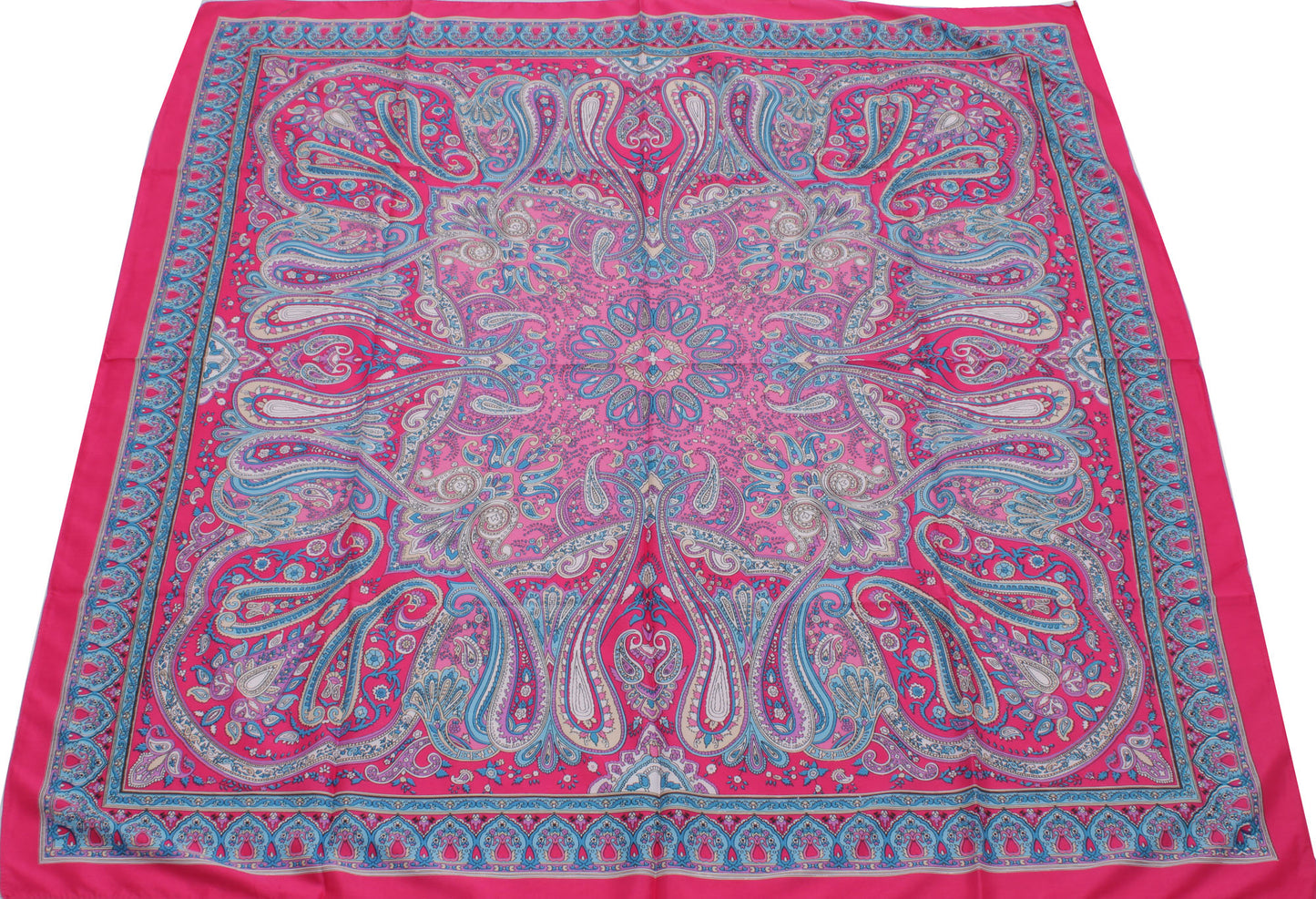 Sushila Vintage Pink Women Scarf Blend Silk Printed Paisley Stole 40" x 37"