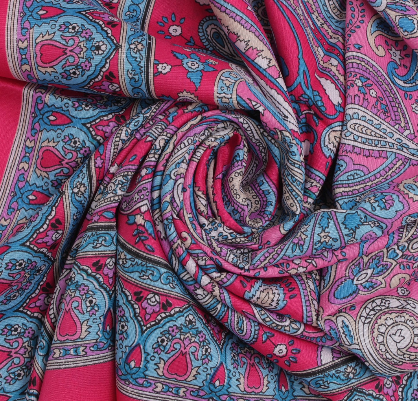 Sushila Vintage Pink Women Scarf Blend Silk Printed Paisley Stole 40" x 37"