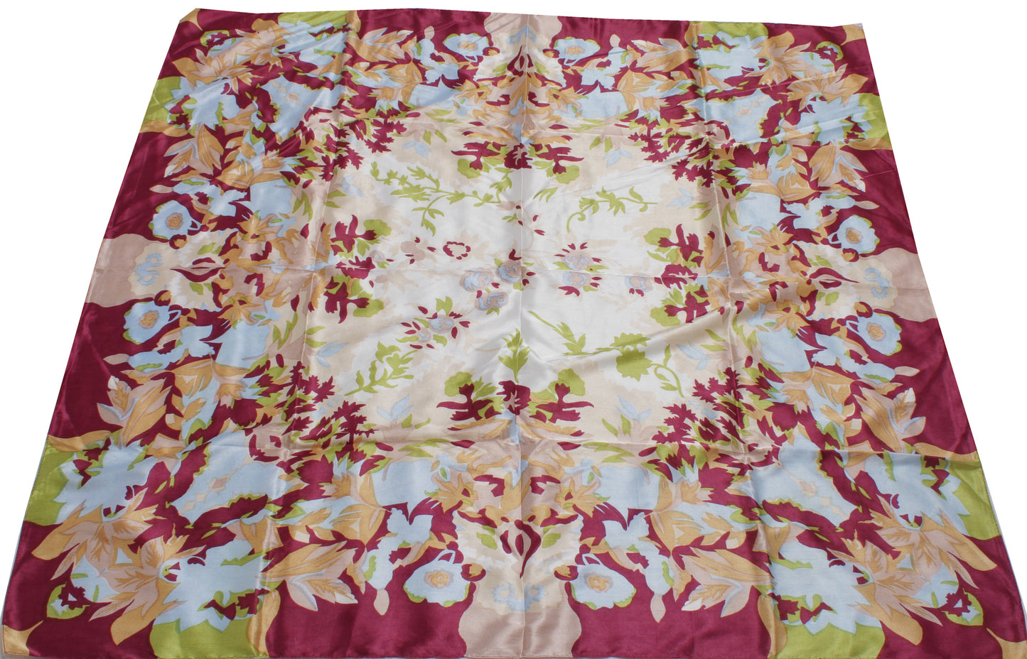 Sushila Vintage Indian Women Scarf Blend Silk Printed Floral Stole 38" x 38"