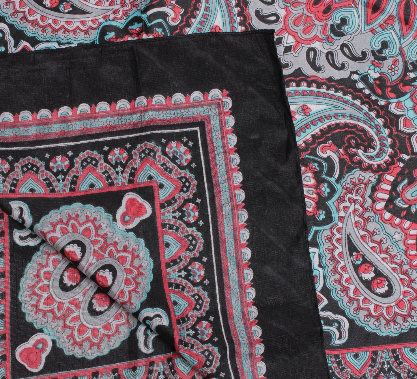 Sushila Vintage Black Women Scarf Blend Stain Silk Printed Stole 36" x 36"