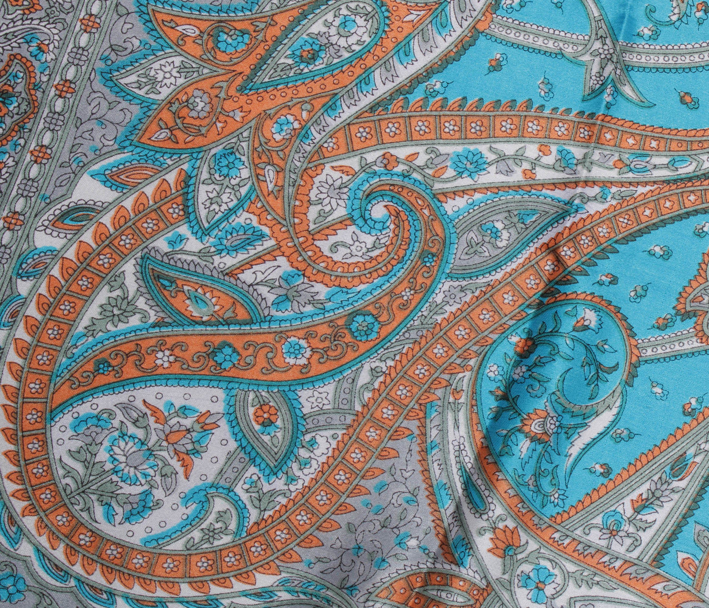 Sushila Vintage Blue Women Scarf Blend Stain Silk Printed Stole Fabric 37" x 36"