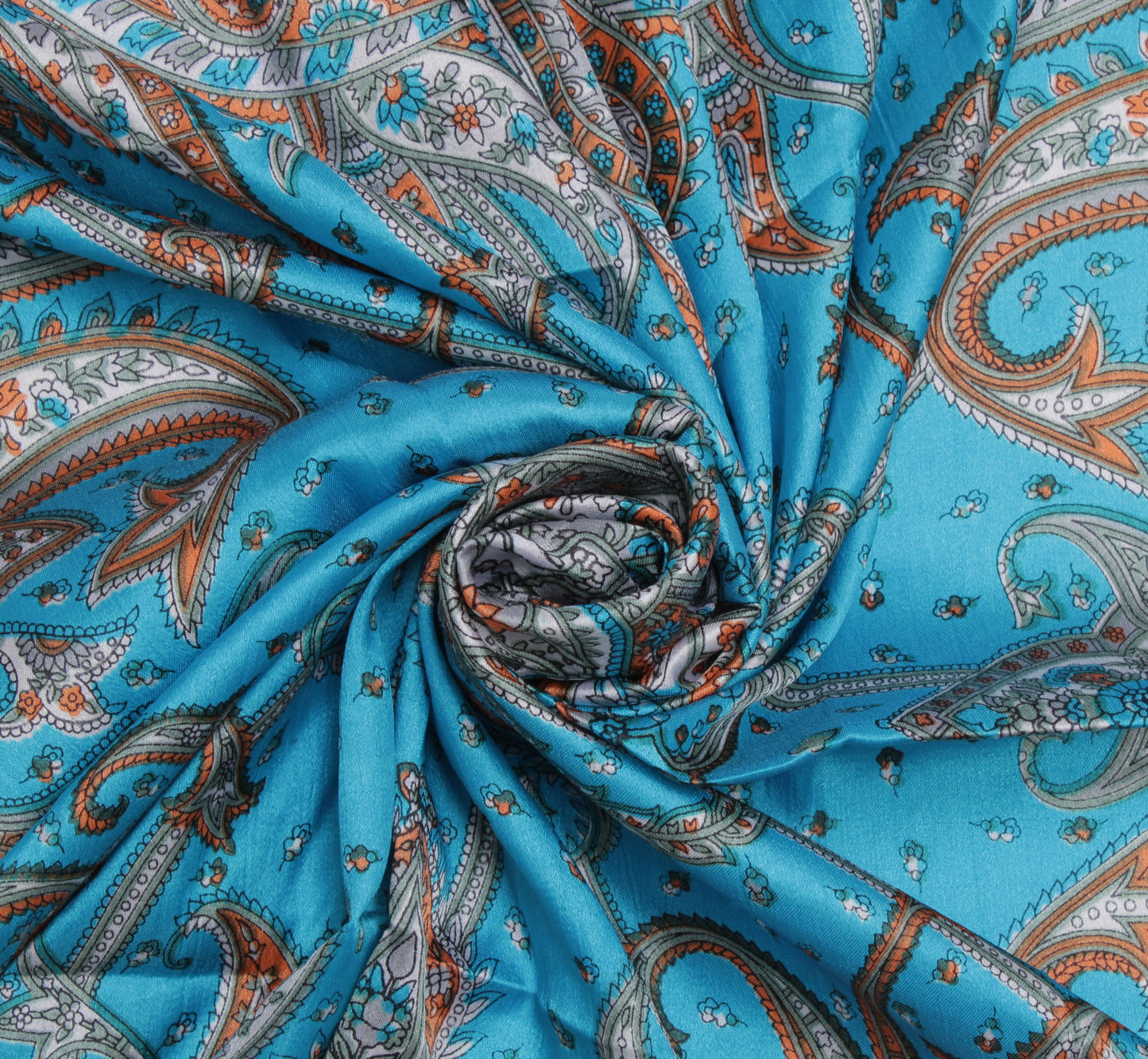 Sushila Vintage Blue Women Scarf Blend Stain Silk Printed Stole Fabric 37" x 36"