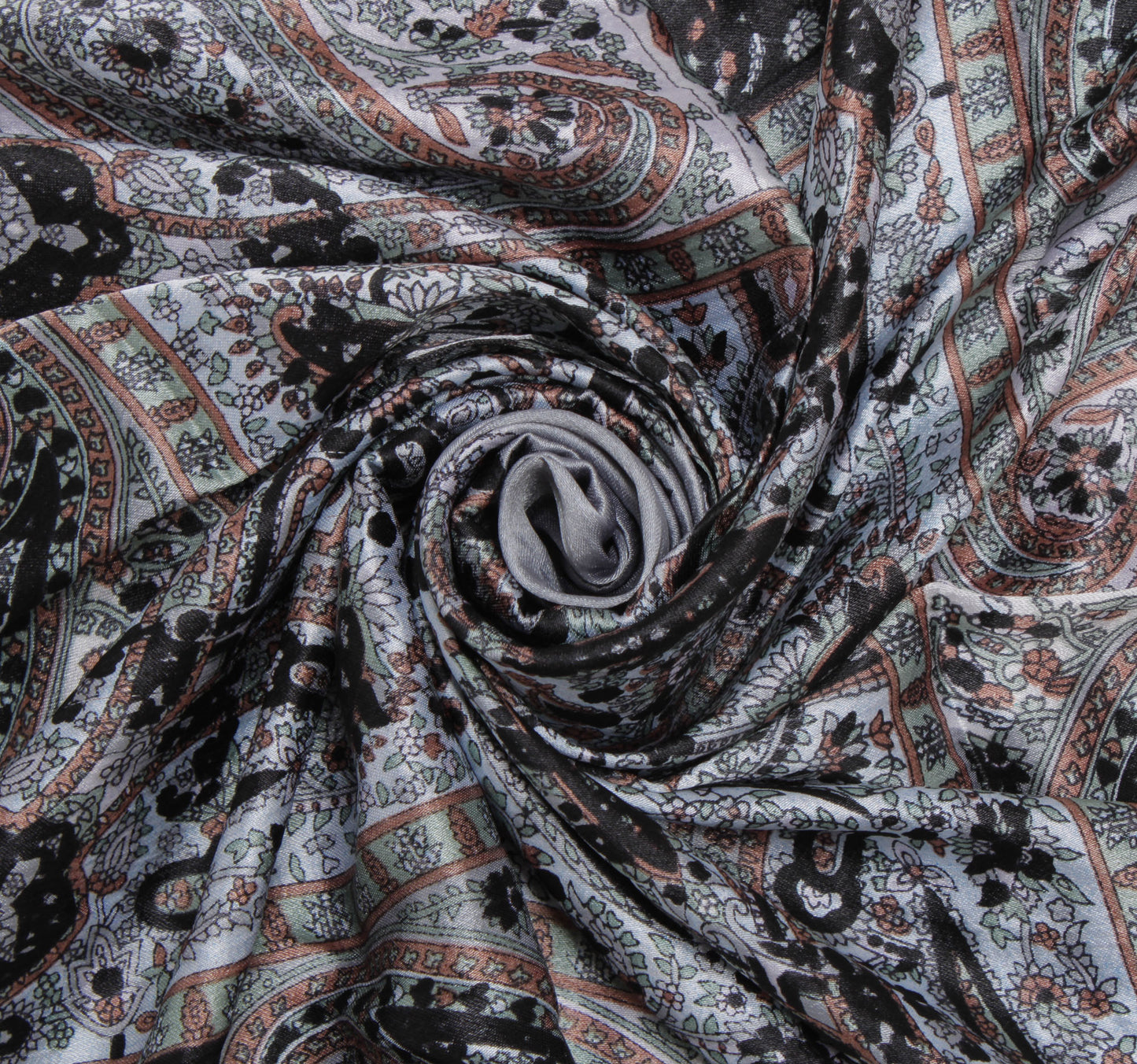 Sushila Vintage Gray Women Scarf Blend Stain Silk Printed Paisley Stole 35"x 35"