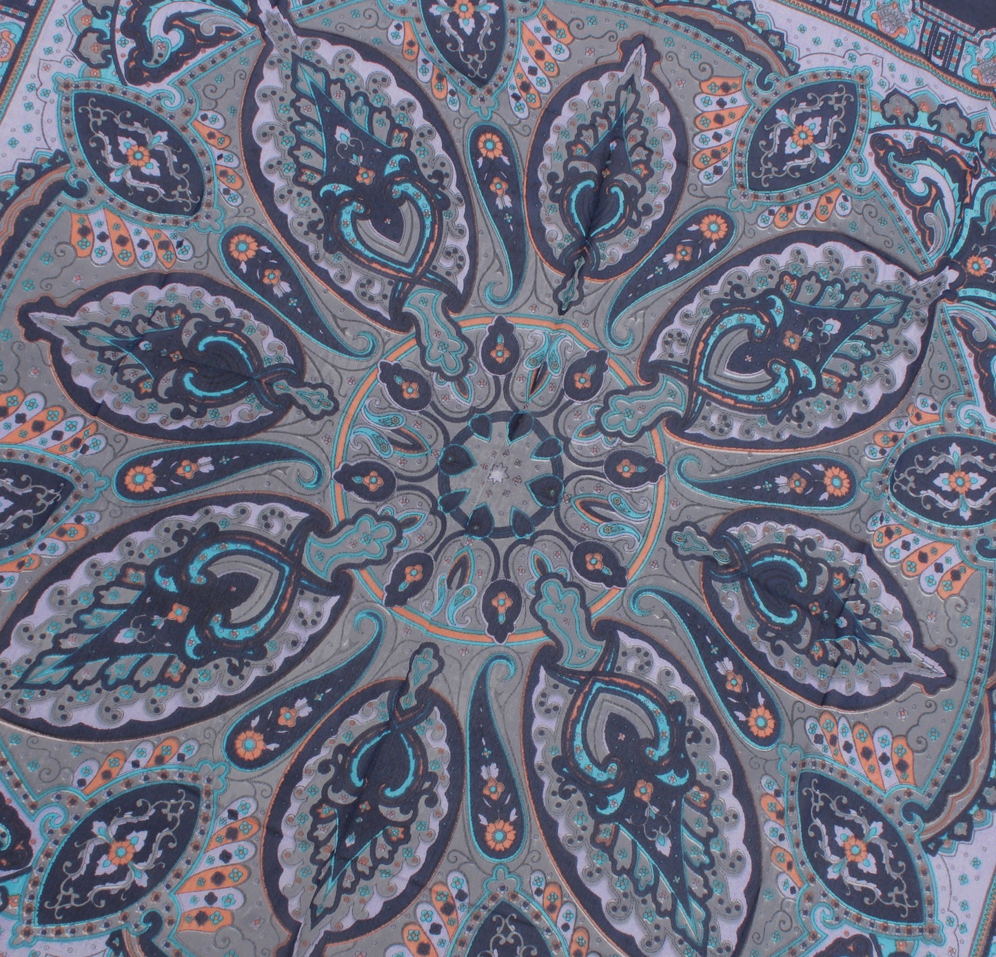 Sushila Vintage Blue Indian Women Scarf Blend Silk Printed Floral Stole 37"x36"