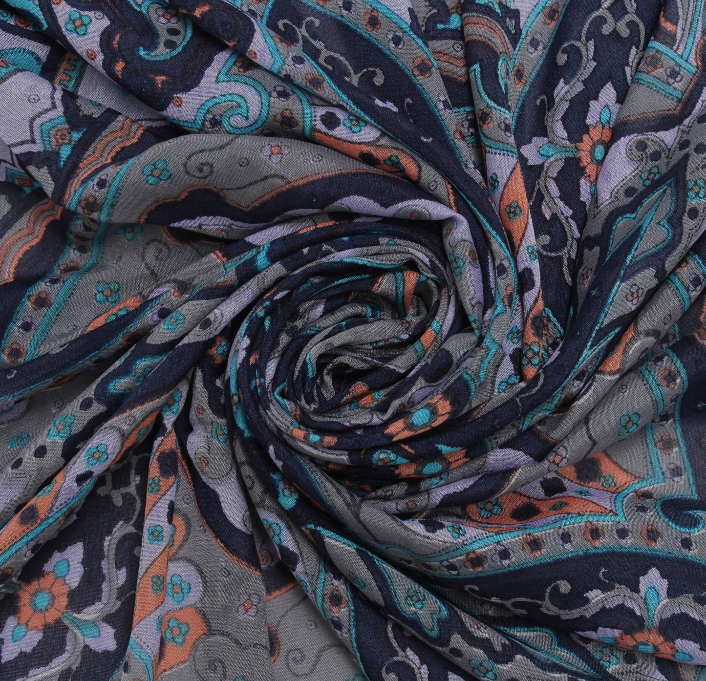 Sushila Vintage Blue Indian Women Scarf Blend Silk Printed Floral Stole 37"x36"