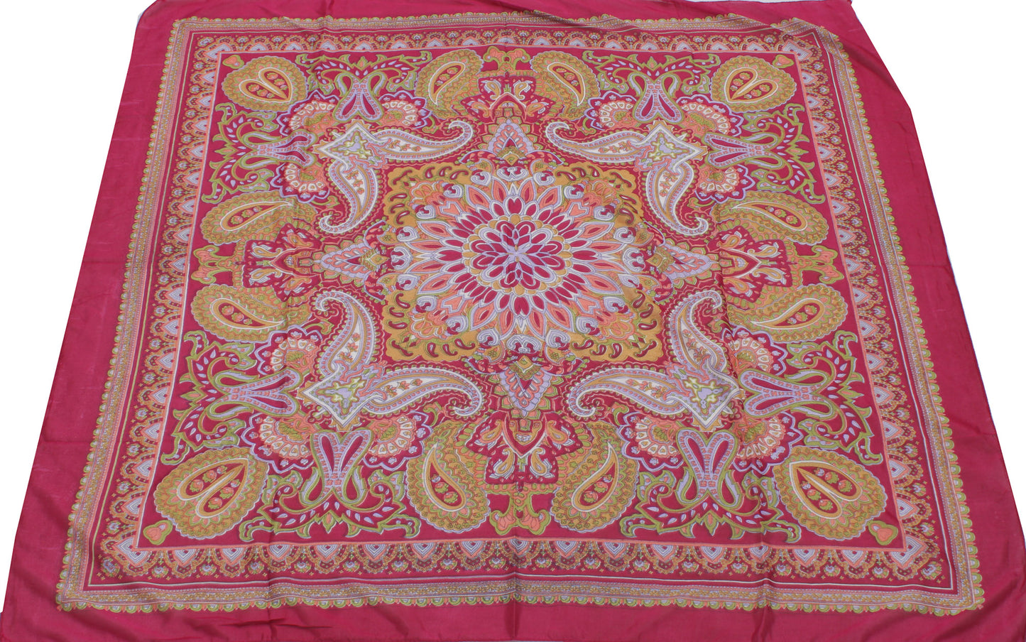 Sushila Vintage Magenta Women Scarf Blend Silk Printed Floral Stole 37" x 36"