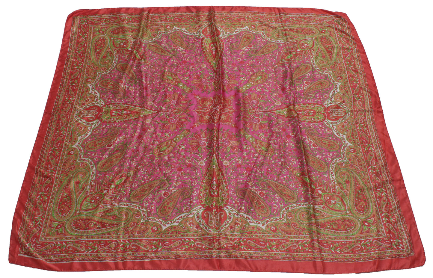 Sushila Vintage Magenta Women Scarf Blend Silk Printed Floral Stole 37" x 37"