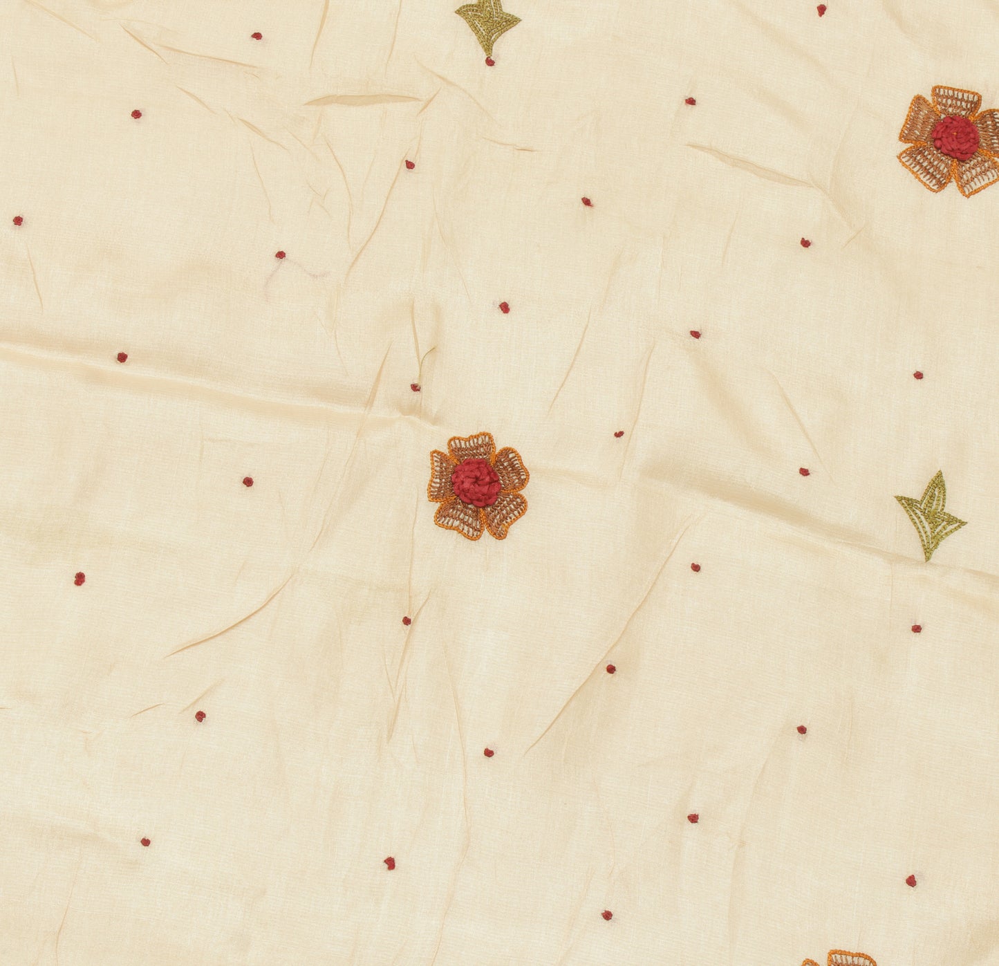 Sushila Vintage Peach Sari Remnant Scrap 100% Pure Silk Embroidered Craft Fabric