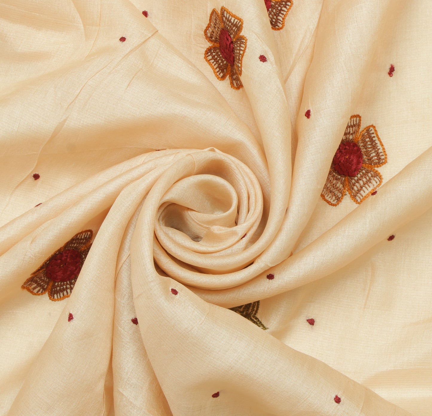 Sushila Vintage Peach Sari Remnant Scrap 100% Pure Silk Embroidered Craft Fabric