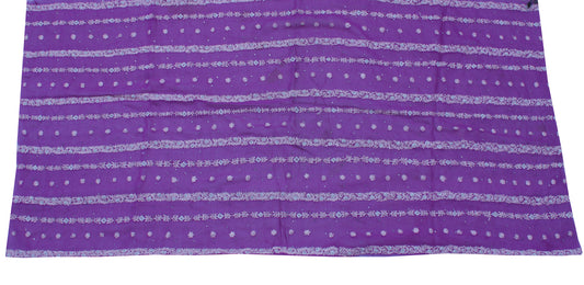 Sushila Vintage Purple Sari Remnant Scrap Pure Georgette Floral Craft Fabric