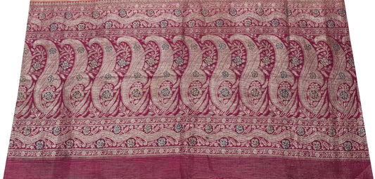 Sushila Vintage Indian Sari Remnant Scrap 100% Pure Silk Zari Woven Craft Fabric