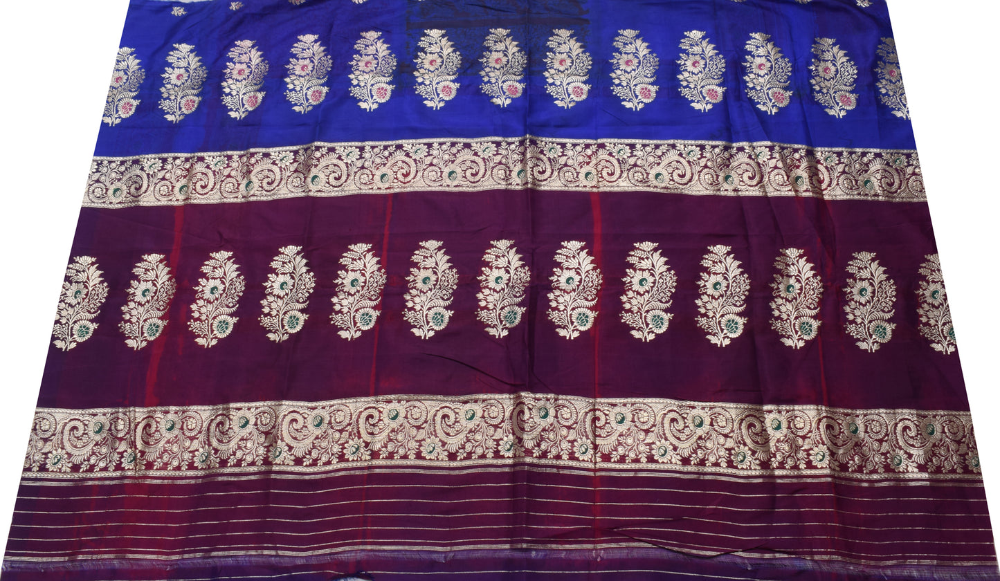 Sushila Vintage Indian Sari Remnant Scrap 100% Pure Silk Zari Woven Craft Fabric