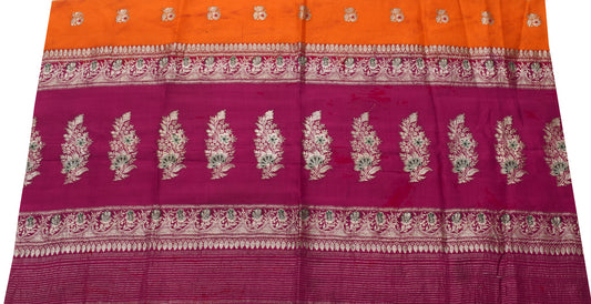 Sushila Vintage Indian Sari Remnant Scrap 100% Pure Silk Woven Craft Fabric