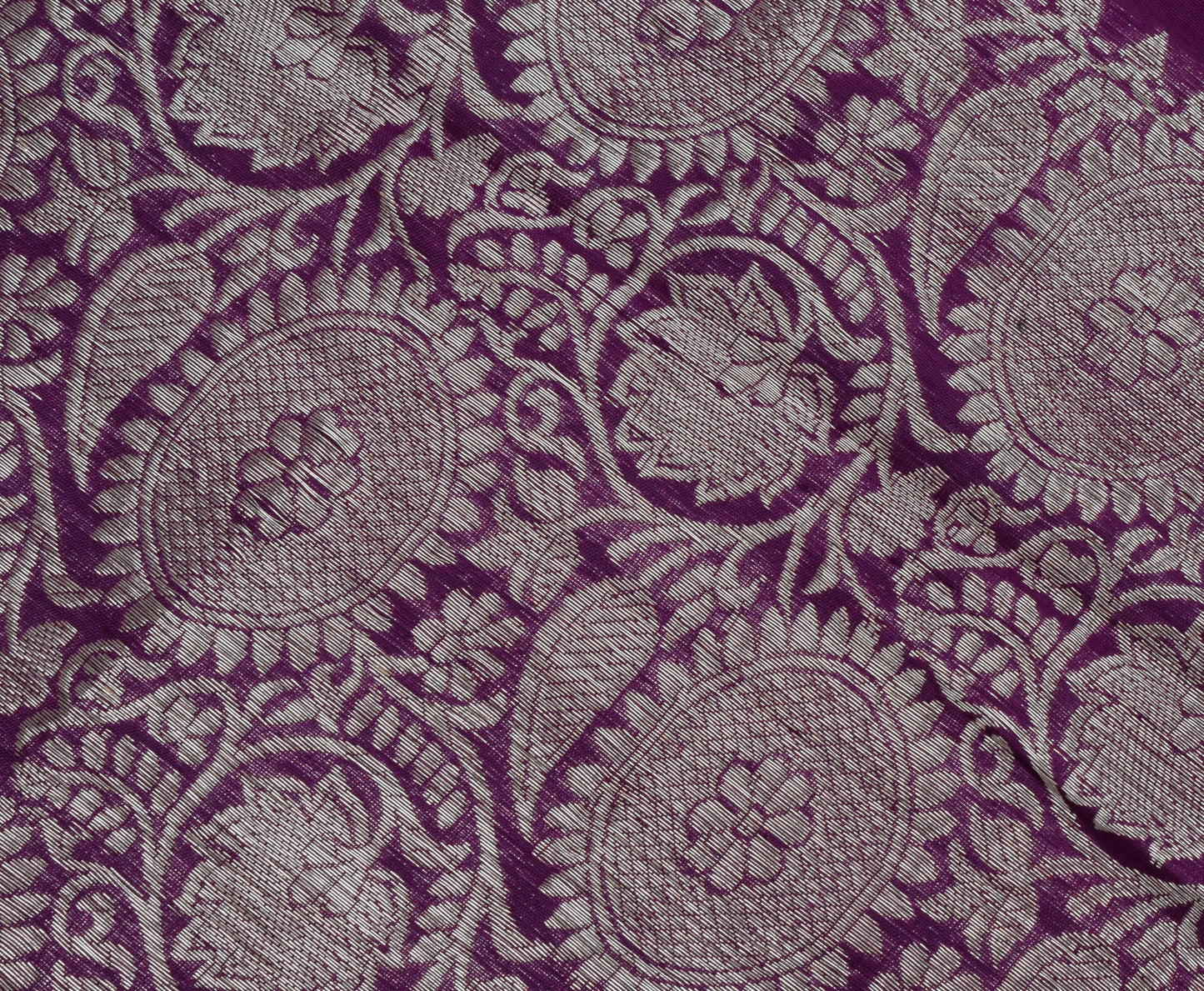 Sushila Vintage Purple Sari Remnant Scrap 100% Pure Silk Zaei Woven Craft Fabric