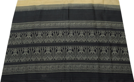 Sushila Vintage Black Sari Remnant Scrap 100% Pure Silk Woven Craft Fabric