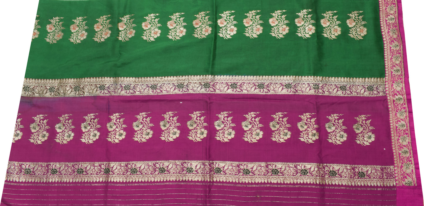 Sushila Vintage Purple Sari Remnant Scrap 100% Pure Silk Woven Craft Fabric