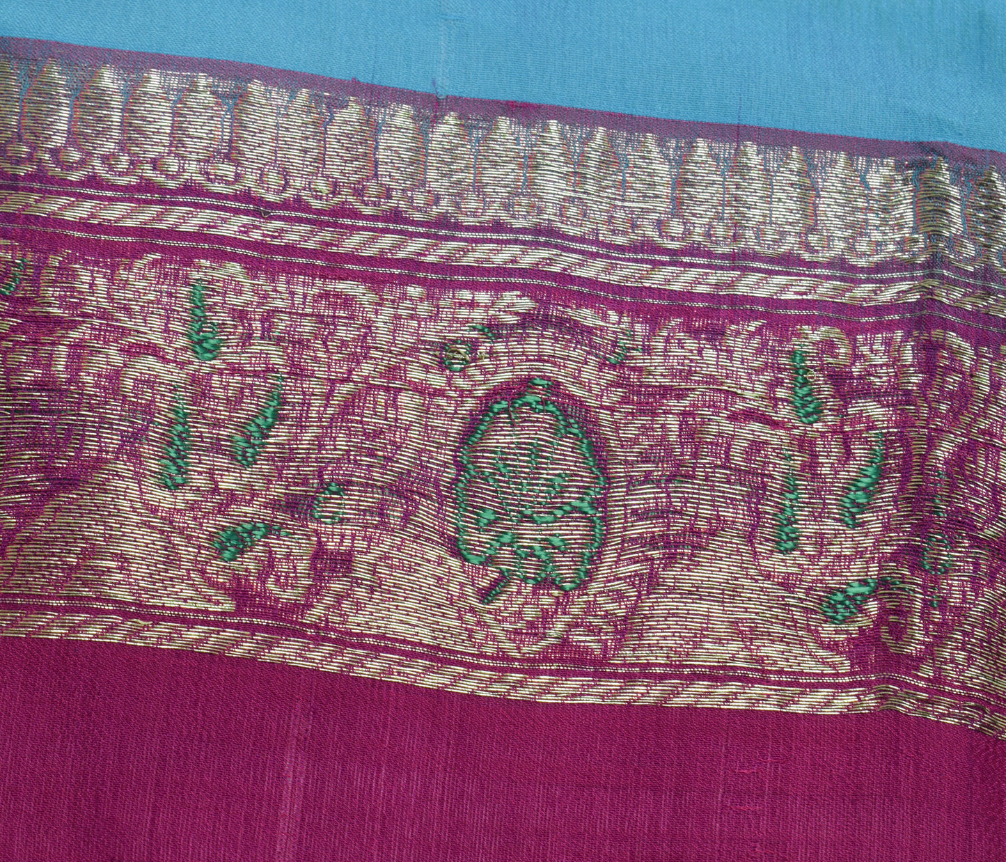 Sushila Vintage Magenta Sari Remnant Scrap 100% Pure Silk Woven Craft Fabric