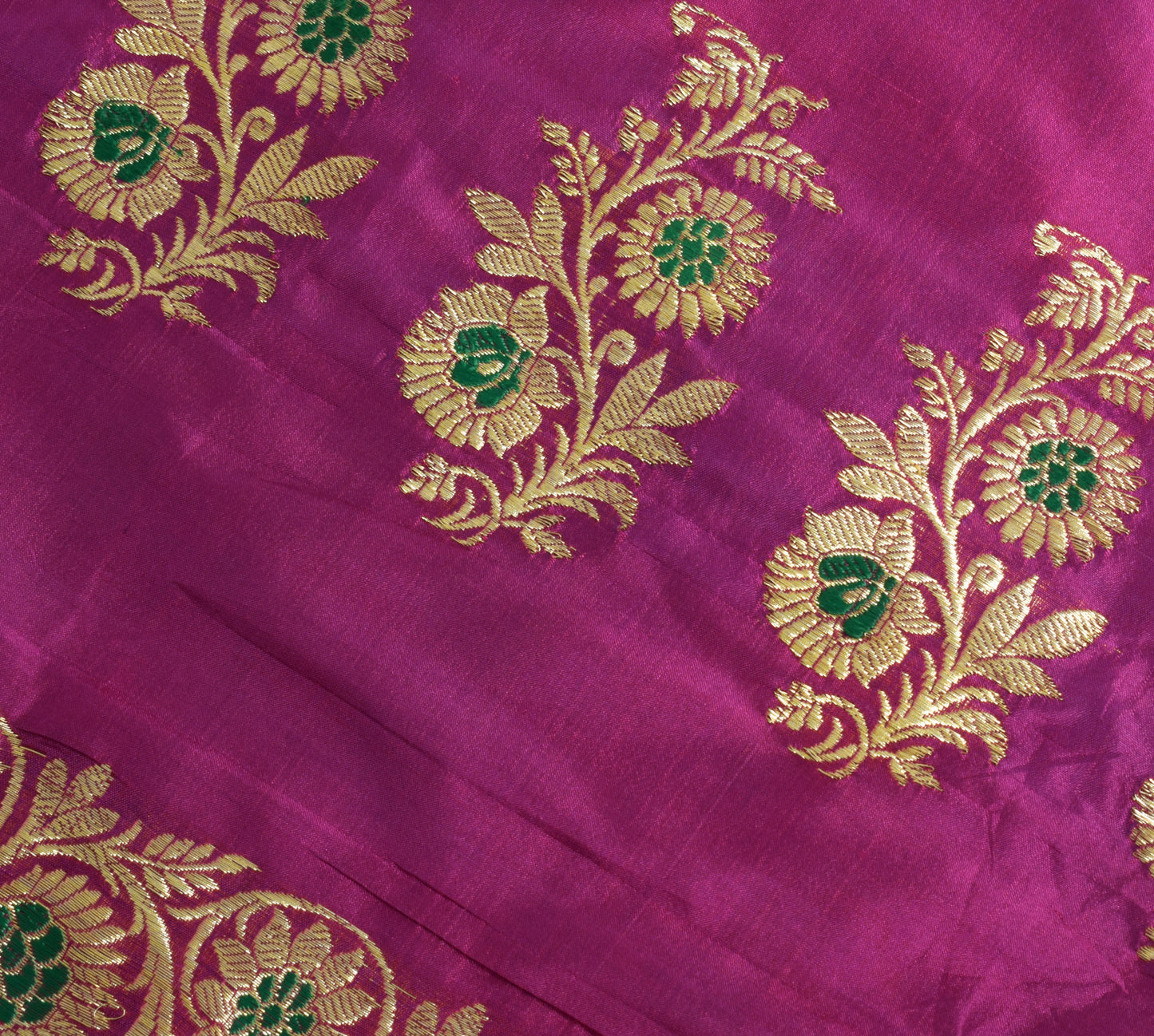 Sushila Vintage Pink Banarasi Sari Remnant Scrap Pure Silk Woven Craft Fabric