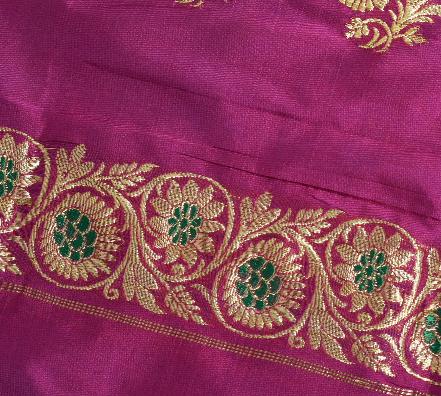 Sushila Vintage Pink Banarasi Sari Remnant Scrap Pure Silk Woven Craft Fabric