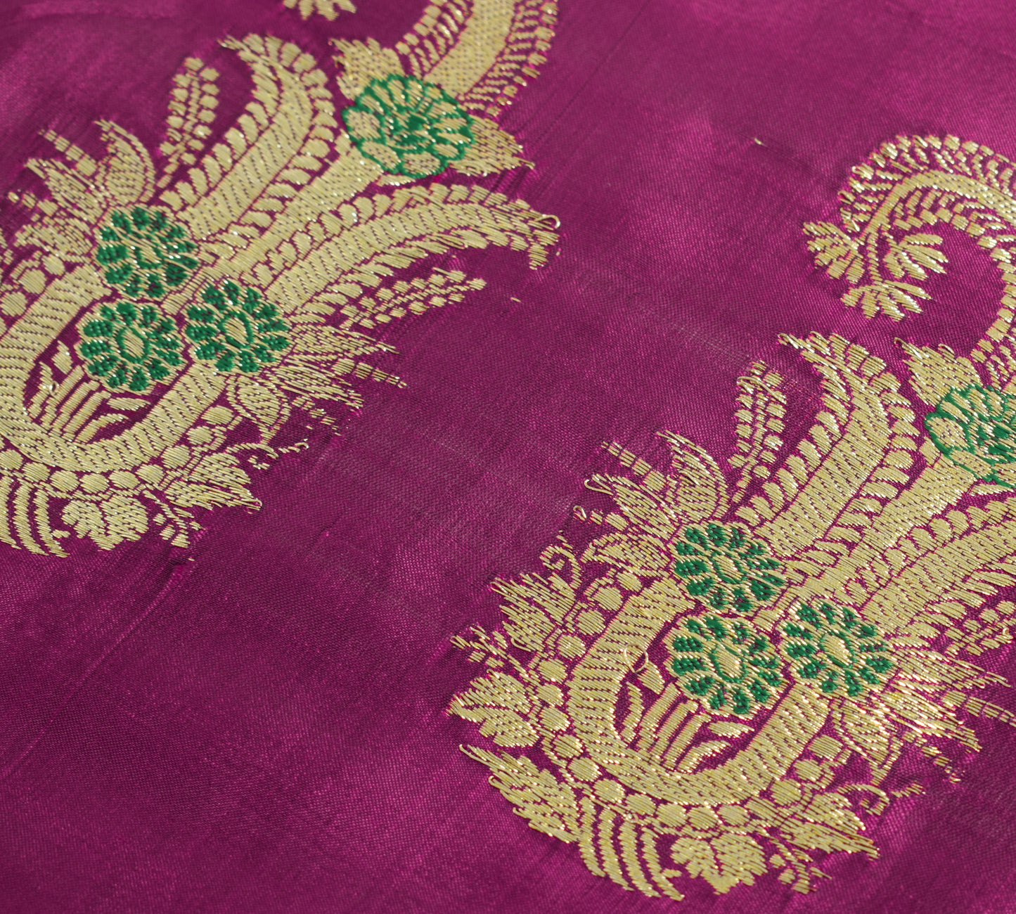 Sushila Vintage Purple Banarasi Silk Sari Remnant Scrap Paisley Craft Fabric