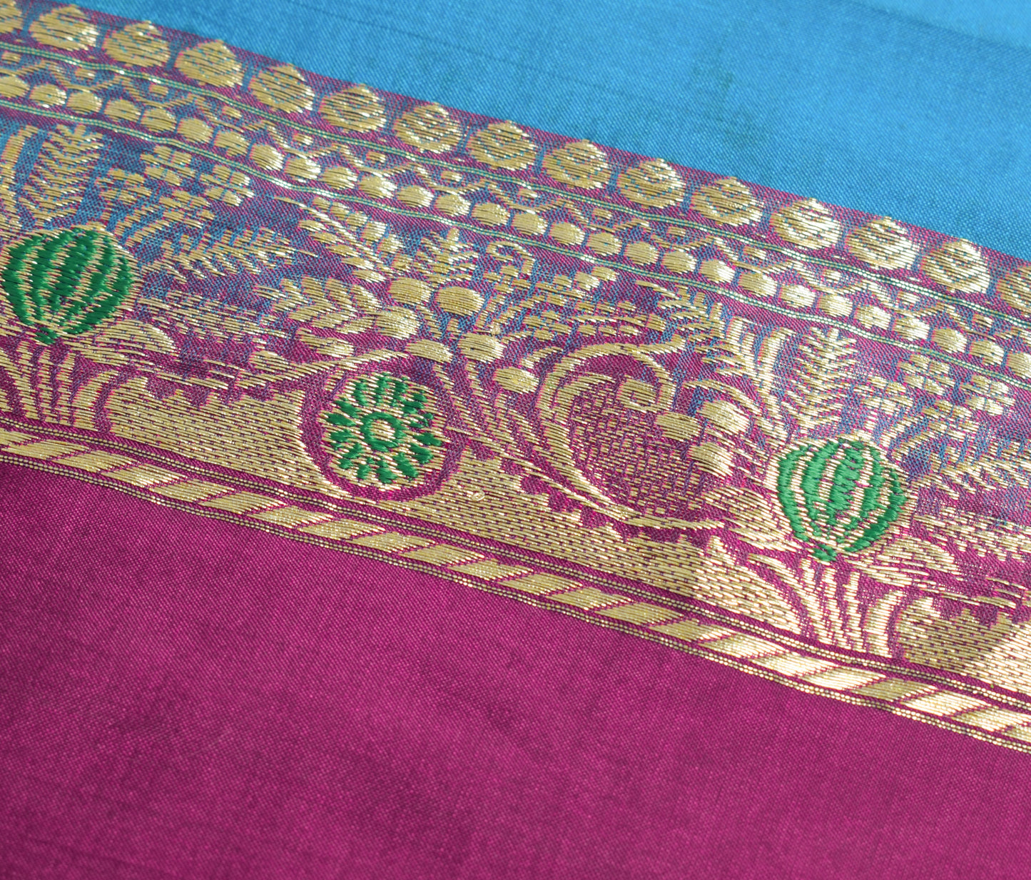 Sushila Vintage Purple Banarasi Silk Sari Remnant Scrap Paisley Craft Fabric