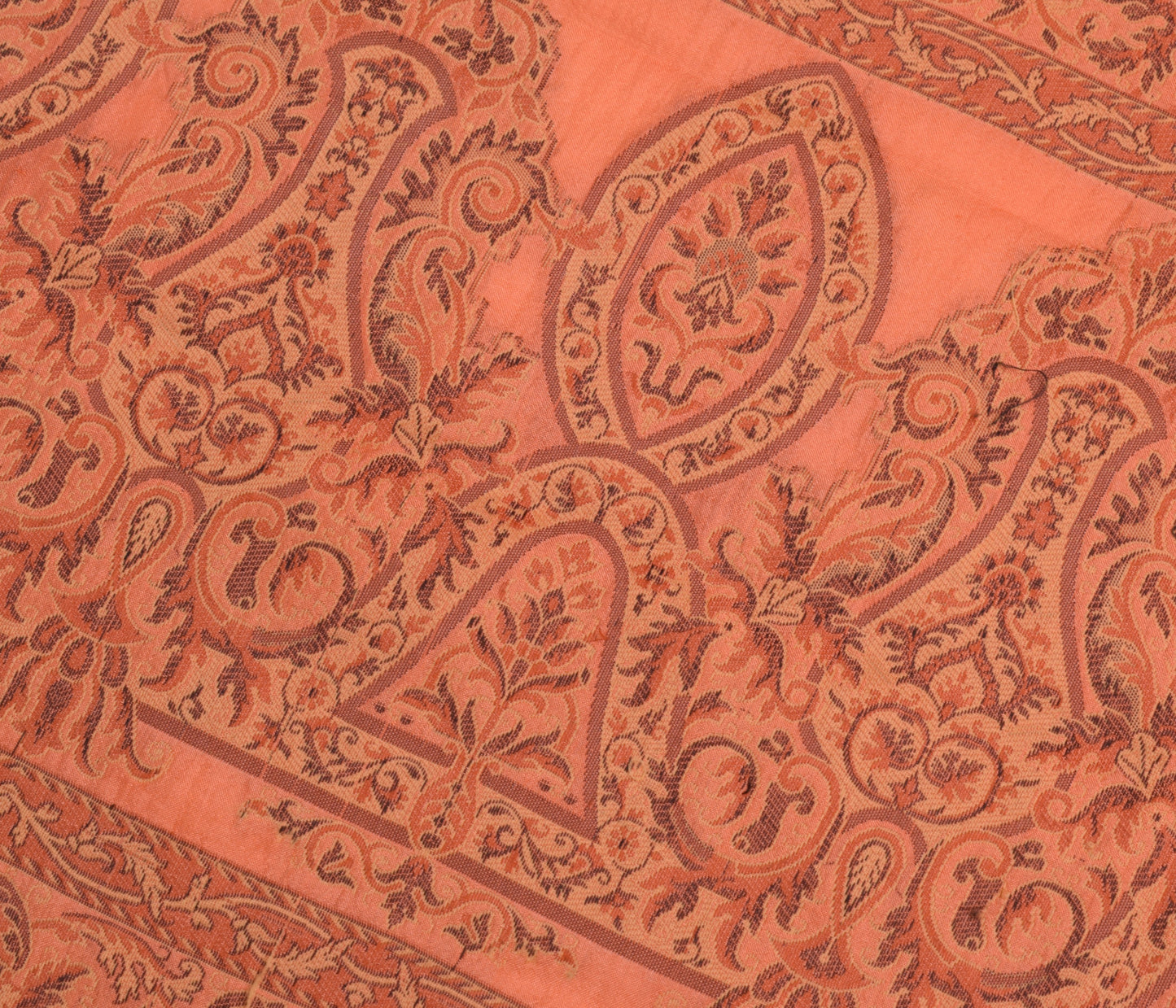 Sushila Vintage Peach Sari Remnant Scrap Multi Purpose Silk Woven Craft Fabric