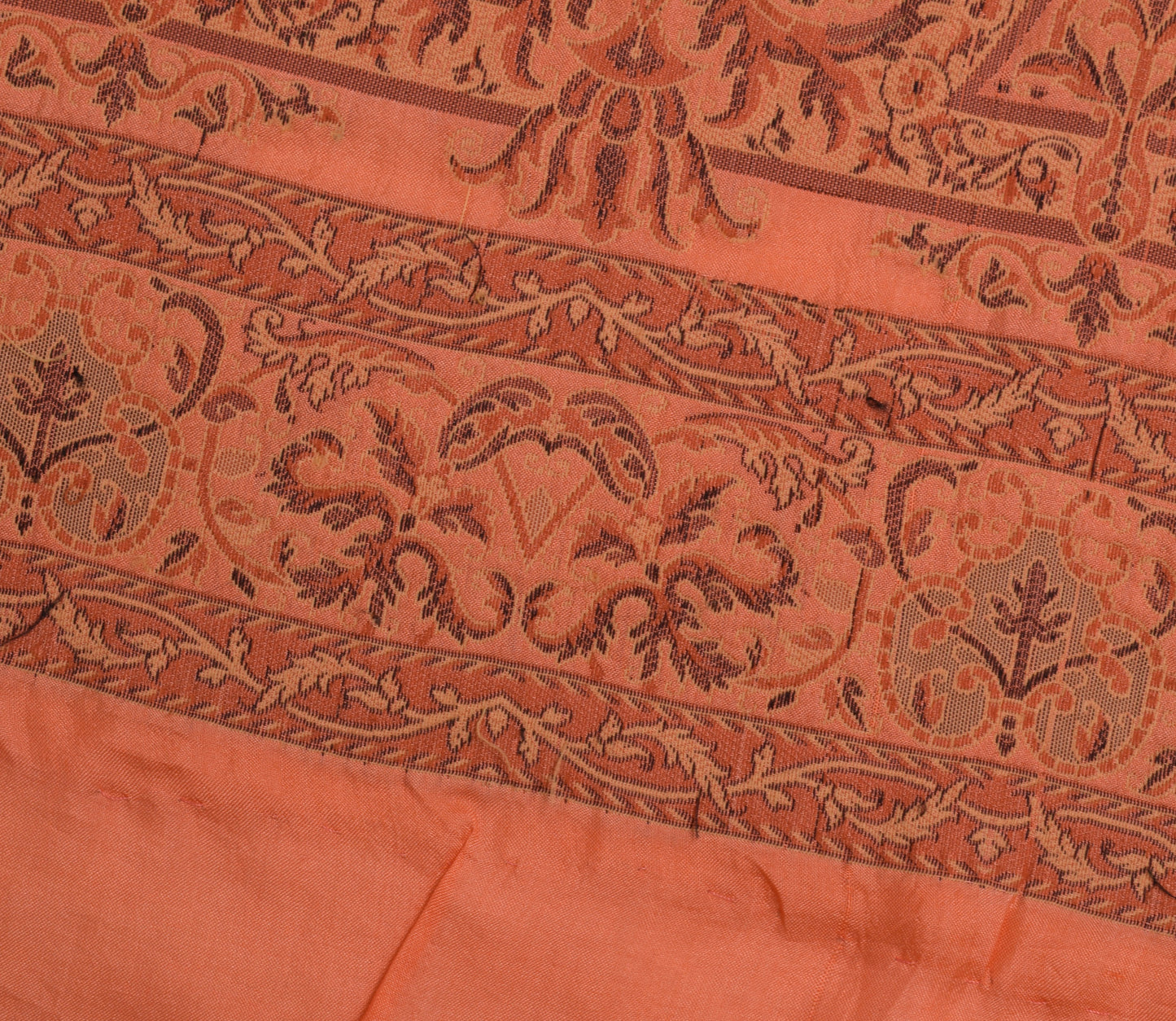 Sushila Vintage Peach Sari Remnant Scrap Multi Purpose Silk Woven Craft Fabric