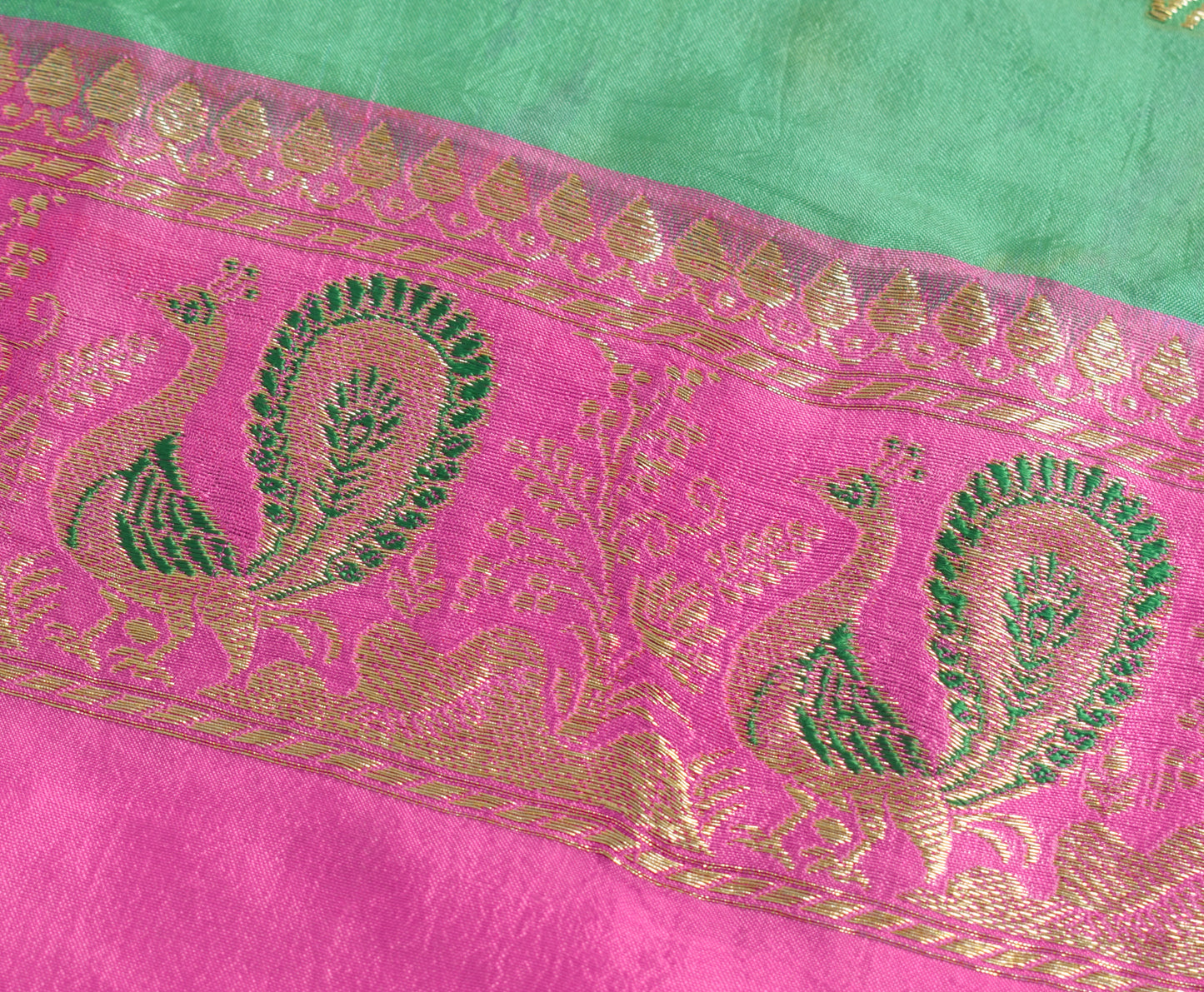 Sushila Vintage Pink Sari Remnant Scrap Multi Purpose Silk Woven Craft Fabric