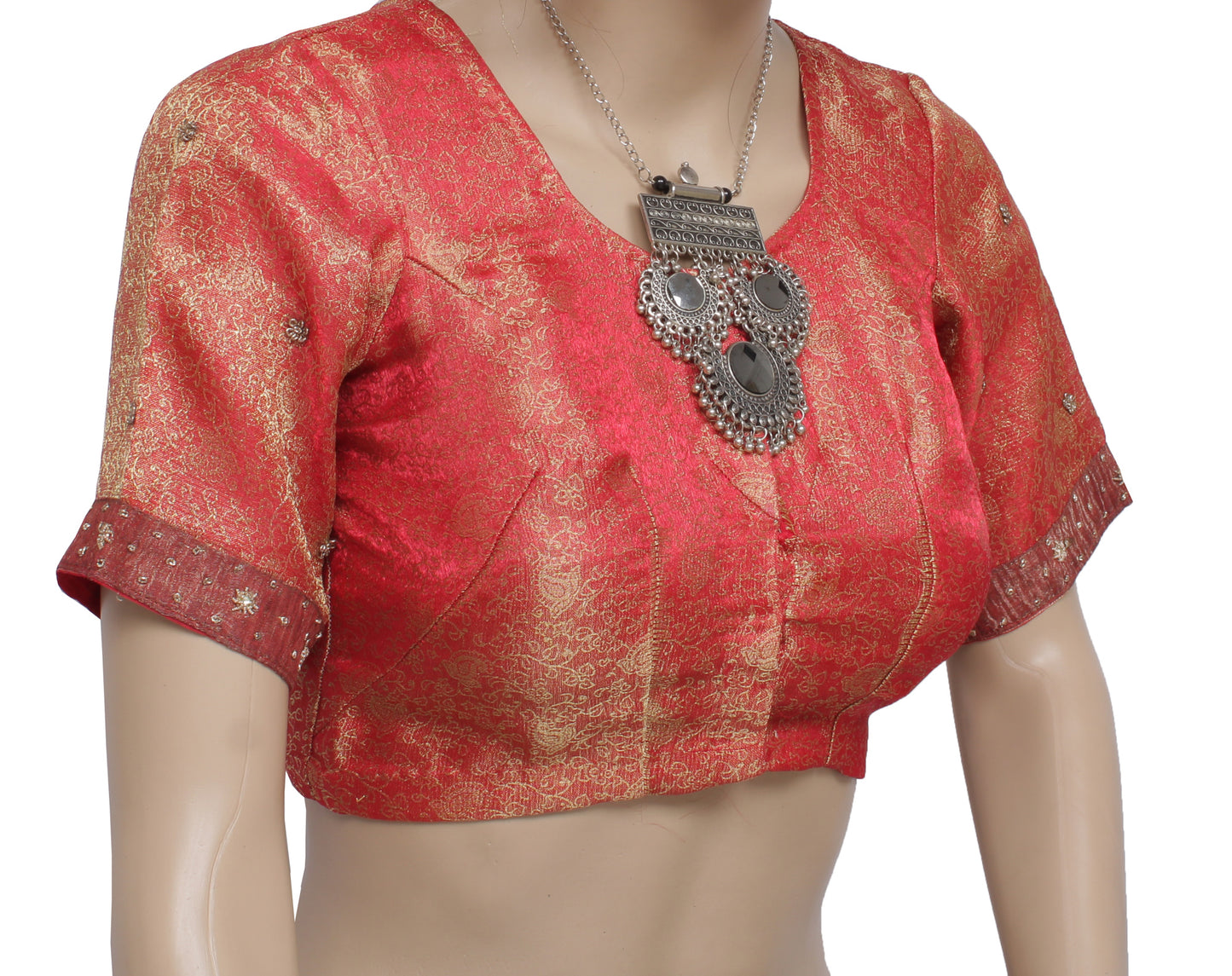 Sushila Vintage Readymade Stitched Sari Blouse Blend Tissue Woven Designer Choli