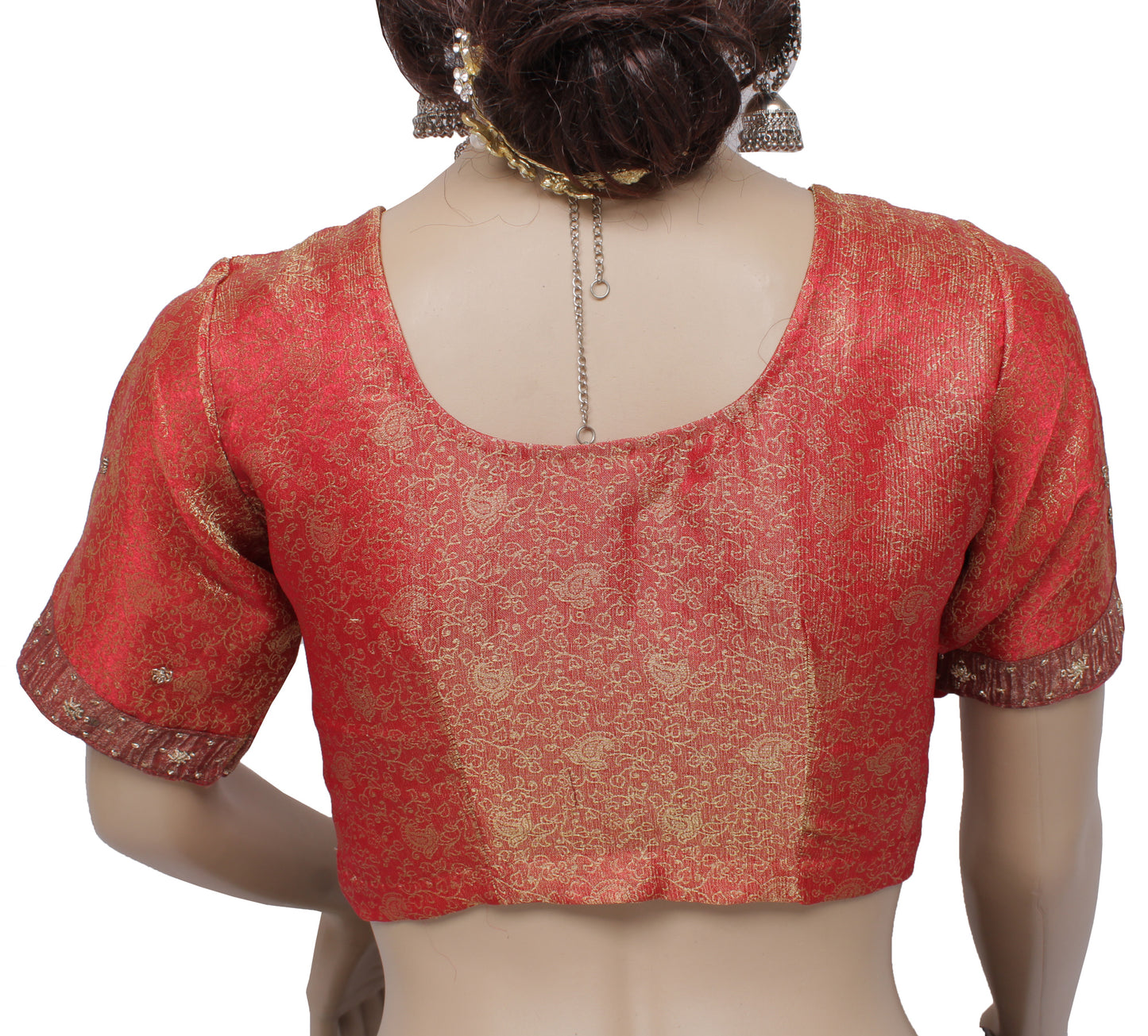 Sushila Vintage Readymade Stitched Sari Blouse Blend Tissue Woven Designer Choli