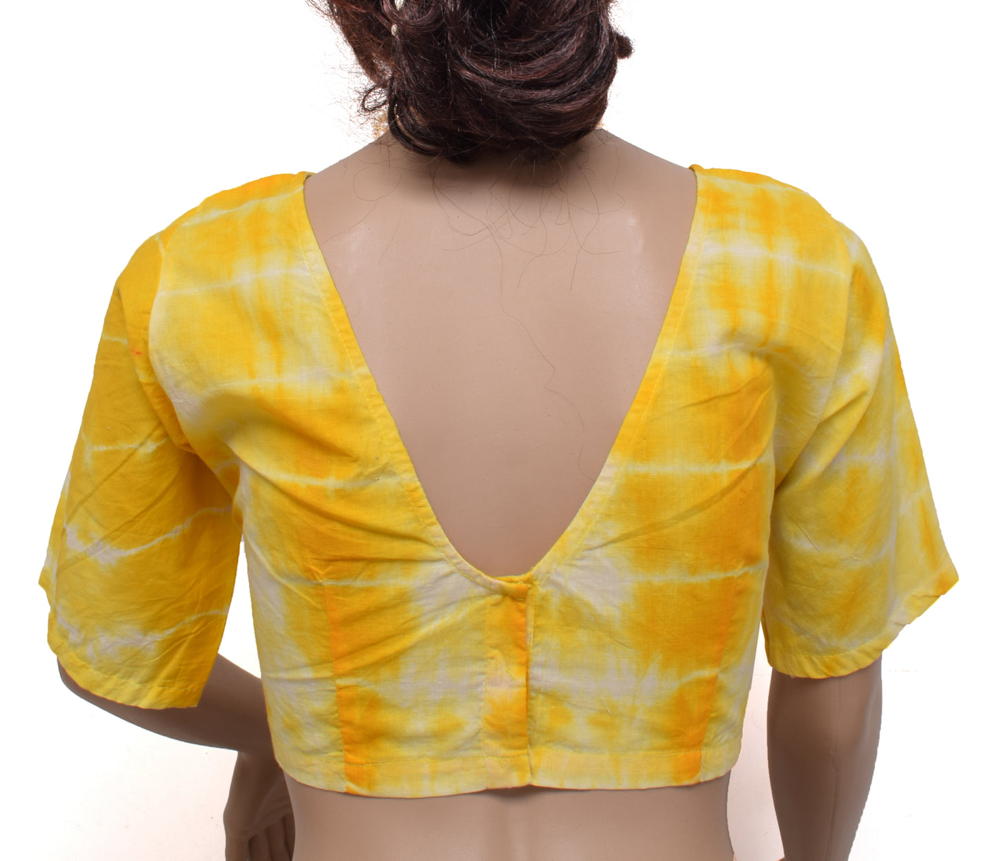 Sushila Vintage New Readymade Stitched Sari Blouse Cotton Printed Yellow Choli