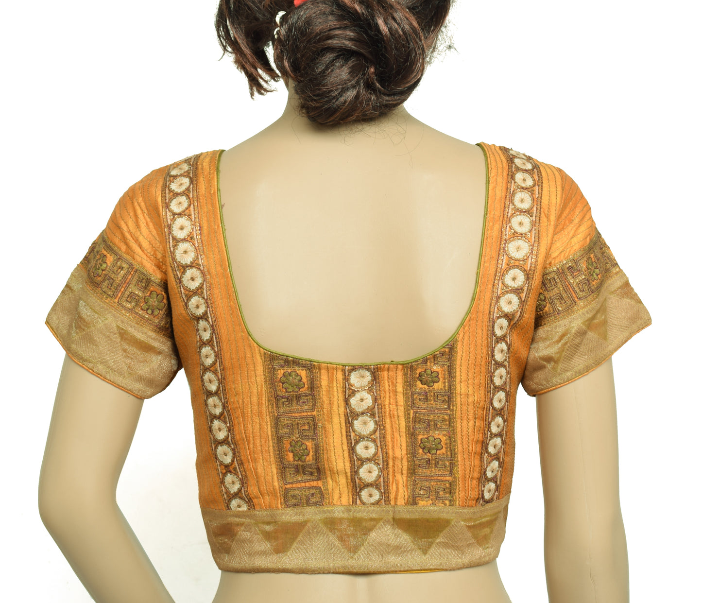 Sushila Vintage Readymade Stitched Blouse 100%Pure Silk Embroidered Designer Top