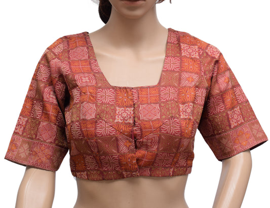 Sushila Vintage Readymade Stitched Silk Sari Blouse Woven Floral Designer Choli