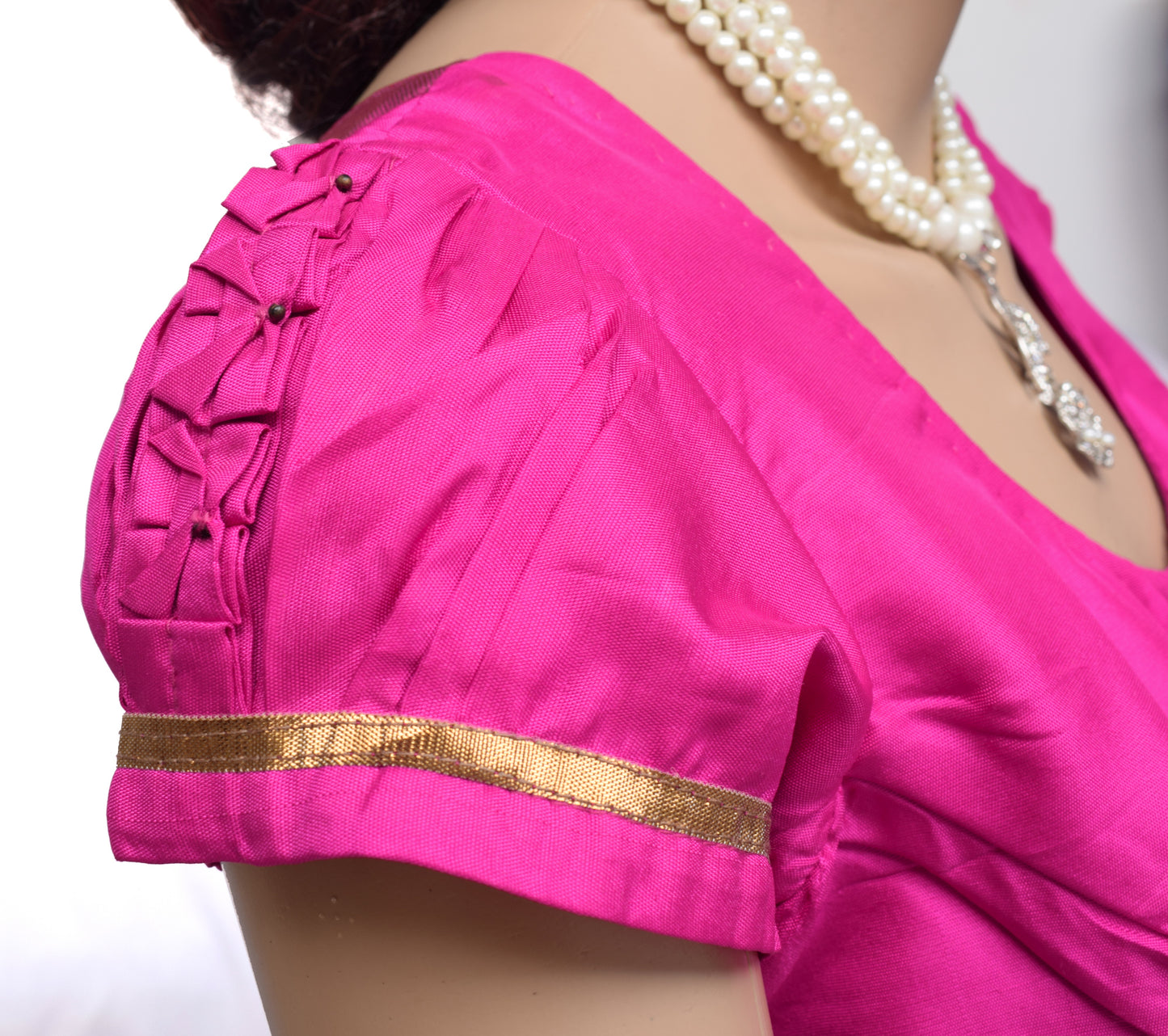 Sushila Vintage Fuchsia Readymade Stitched Sari Blouse Pure Silk Designer Choli