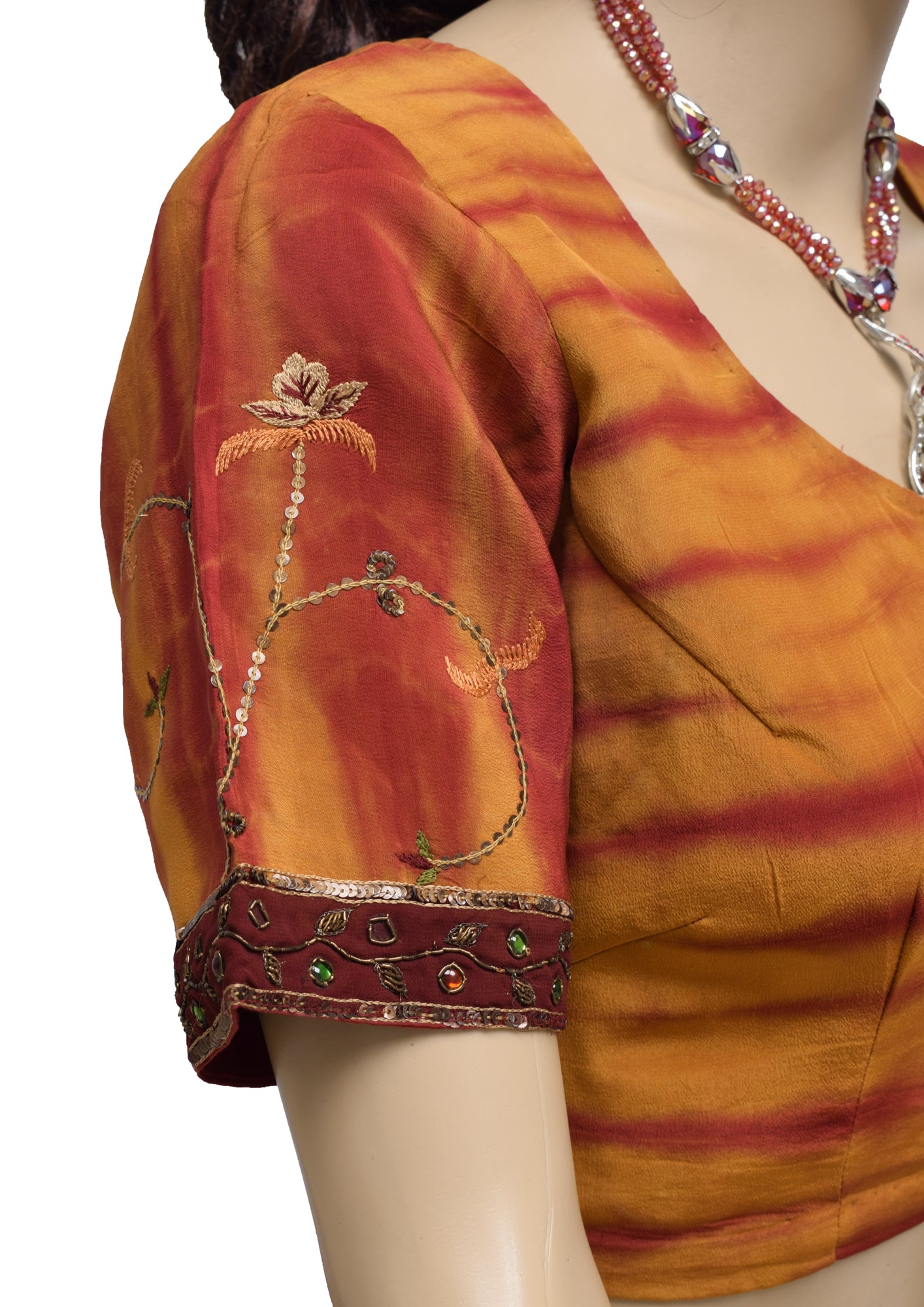 Sushila Vintage Readymade Stitched Sari Blouse Silk Hand Beaded Designer Choli